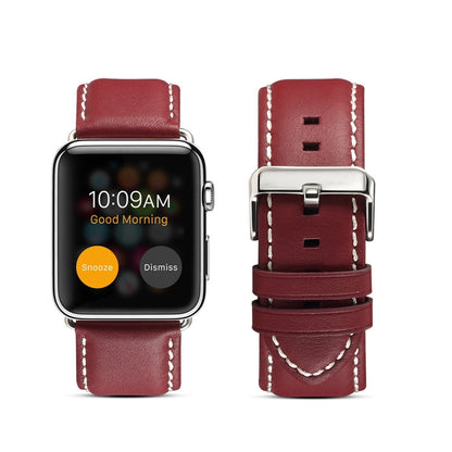 Denior Environmental Luxury Car Watch Leather Watch Band for Apple Watch Ultra 49mm&Watch Ultra 2 49mm / Series 10 46mm / 9&8&7 45mm / SE 3&SE 2&6&SE&5&4 44mm / 3&2&1 42mm(Dark Red) - Watch Bands by Denior | Online Shopping UK | buy2fix