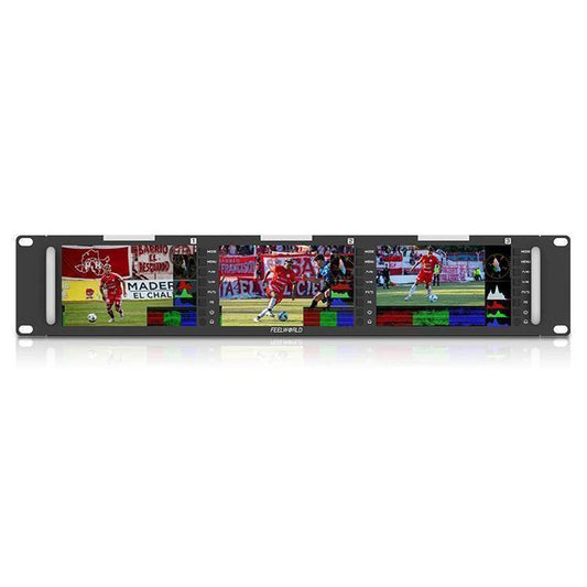 FEELWORLD T51 PLUS-H Triple 5.5 inch 2RU Rackmount Monitor Full HD 4K HDMI SDI AV Monitor (UK Plug) - On-camera Monitors by FEELWORLD | Online Shopping UK | buy2fix