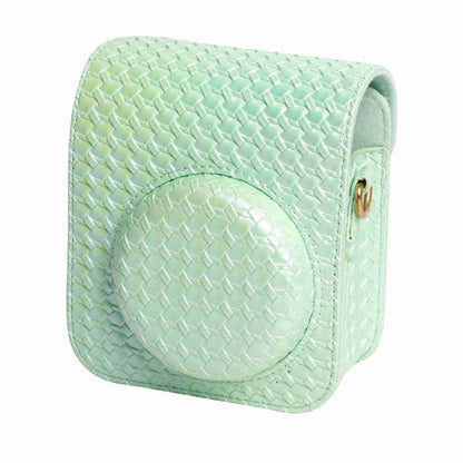 For FUJIFILM instax mini 12 Colorful Woven Leather Case Full Body Camera Bag + Photo Album with Strap (Green) - Leather Bag by buy2fix | Online Shopping UK | buy2fix