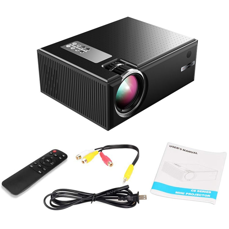 Cheerlux C8 1800 Lumens 1280x800 720P 1080P HD WiFi Sync Display Smart Projector, Support HDMI / USB / VGA / AV(Black) - LED Projector by Cheerlux | Online Shopping UK | buy2fix