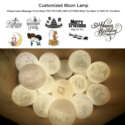 Customized Touch Switch 2-color 3D Print Moon Lamp USB Charging Energy-saving LED Night Light with Wooden Holder Base, Diameter:13cm - Night Lights by buy2fix | Online Shopping UK | buy2fix