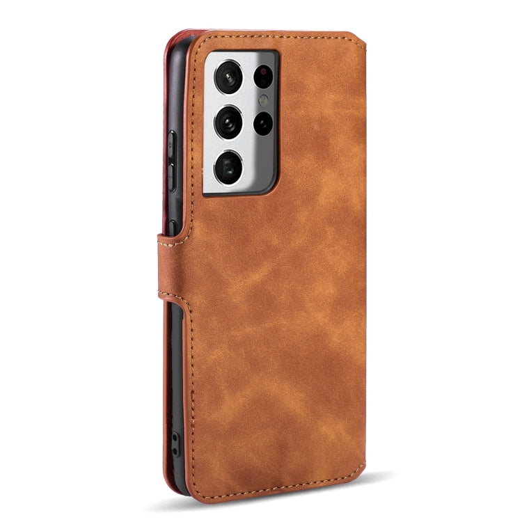 For Samsung Galaxy S21 Ultra 5G DG.MING Retro Oil Side Horizontal Flip Case with Holder & Card Slots & Wallet(Brown) - Galaxy S21 5G Cases by DG.MING | Online Shopping UK | buy2fix