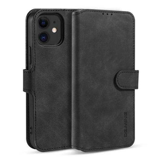 For iPhone 12 mini DG.MING Retro Oil Side Horizontal Flip Case with Holder & Card Slots & Wallet (Black) - iPhone 12 mini Cases by DG.MING | Online Shopping UK | buy2fix