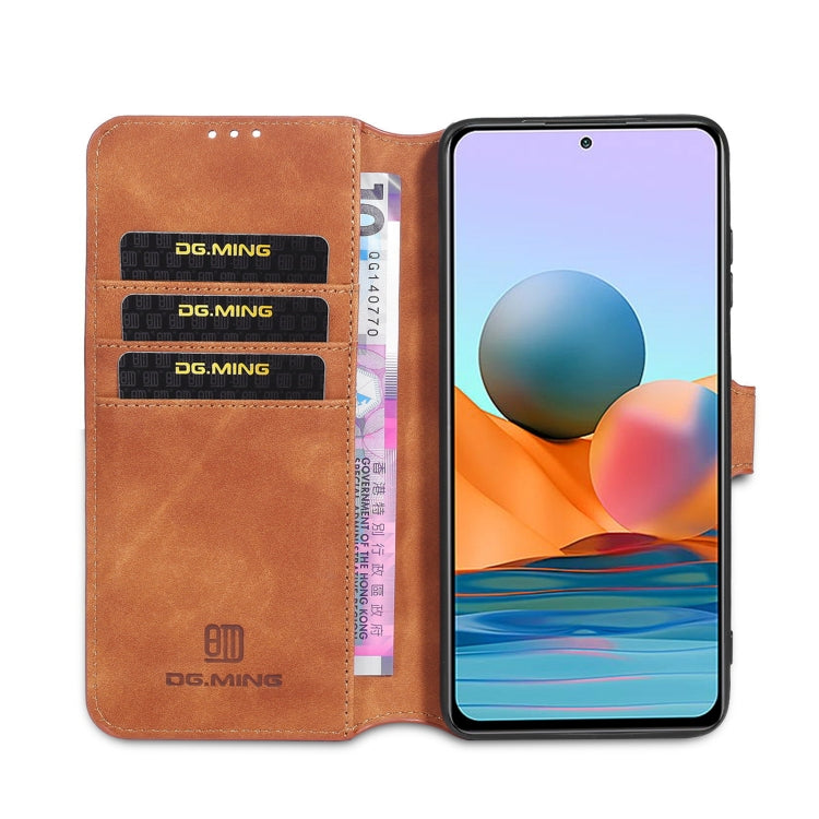 For Xiaomi Redmi Note 10 Pro DG.MING Retro Oil Side Horizontal Flip Leather Case with Holder & Card Slots & Wallet(Brown) - Xiaomi Cases by DG.MING | Online Shopping UK | buy2fix