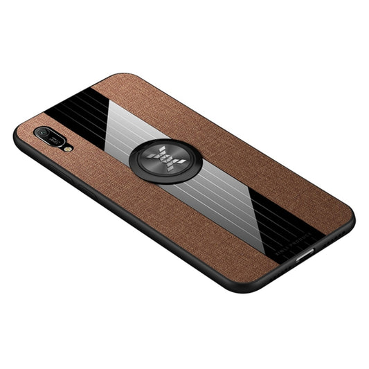 For Huawei Enjoy 9e XINLI Stitching Cloth Textue Shockproof TPU Protective Case with Ring Holder(Brown) - Huawei Cases by XINLI | Online Shopping UK | buy2fix