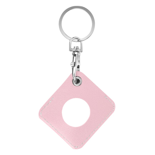 Square PU Leather Case Shockproof Anti-scratch Protective Cover with Keychain Ring Loop For AirTag(Pink) - Key Chain Series by MOMAX | Online Shopping UK | buy2fix