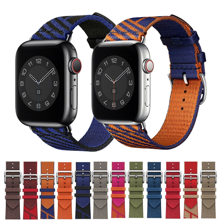 Two-color Nylon Braid Watch Band For Apple Watch Ultra 49mm&Watch Ultra 2 49mm / Series 9&8&7 45mm / SE 3&SE 2&6&SE&5&4 44mm / 3&2&1 42mm(Black+Blue) - Watch Bands by buy2fix | Online Shopping UK | buy2fix