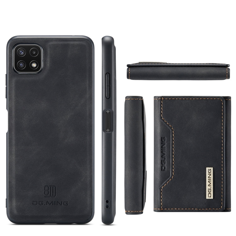 For Samsung Galaxy A22 5G DG.MING M2 Series 3-Fold Multi Card Bag Back Cover Shockproof Case with Wallet & Holder Function(Black) - Galaxy Phone Cases by DG.MING | Online Shopping UK | buy2fix