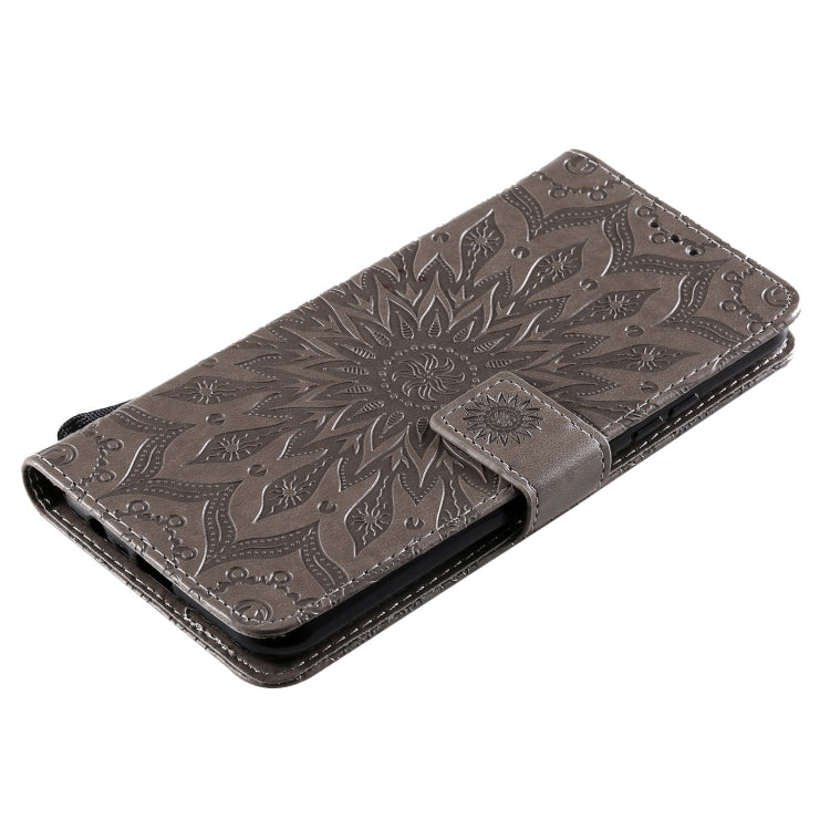 For OPPO Realme C20 / C21 Sun Embossing Pattern Horizontal Flip Leather Case with Card Slot & Holder & Wallet & Lanyard(Grey) - Realme Cases by buy2fix | Online Shopping UK | buy2fix