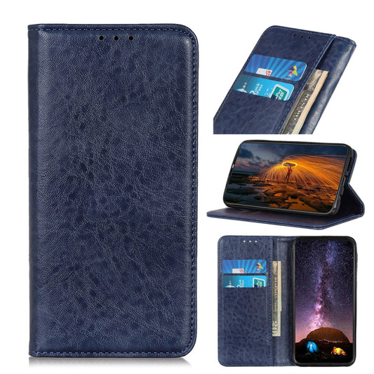 For OnePlus Nord 2 5G Magnetic Crazy Horse Texture Horizontal Flip Leather Case with Holder & Card Slots & Wallet(Blue) - OnePlus Cases by buy2fix | Online Shopping UK | buy2fix
