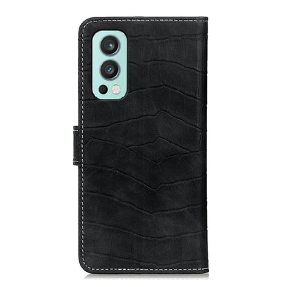 For OnePlus Nord 2 5G Magnetic Crocodile Texture Horizontal Flip Leather Case with Holder & Card Slots & Wallet(Black) - OnePlus Cases by buy2fix | Online Shopping UK | buy2fix