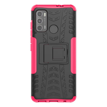 For Motorola Moto G60 Tire Texture Shockproof TPU+PC Protective Case with Holder(Pink) - Motorola Cases by buy2fix | Online Shopping UK | buy2fix