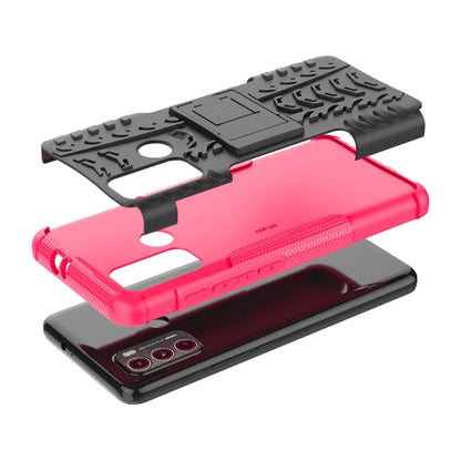 For Motorola Moto G60 Tire Texture Shockproof TPU+PC Protective Case with Holder(Pink) - Motorola Cases by buy2fix | Online Shopping UK | buy2fix