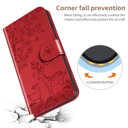 For Sony Xperia 5 II Sika Deer Embossing Pattern Horizontal Flip PU Leather Case with Holder & Card Slot & Wallet & Photo Frame(Red) - Sony Cases by buy2fix | Online Shopping UK | buy2fix