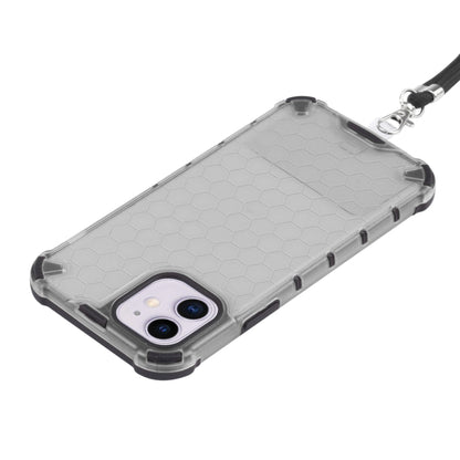 For iPhone 11 Shockproof Honeycomb PC + TPU Case with Neck Lanyard (Grey) - iPhone 11 Cases by buy2fix | Online Shopping UK | buy2fix