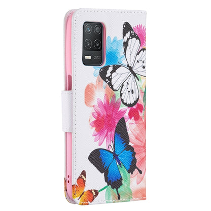 For OPPO Realme 8 5G / Realme V13 Colored Drawing Pattern Horizontal Flip Leather Case with Holder & Card Slots & Wallet(Butterflies) - Realme Cases by buy2fix | Online Shopping UK | buy2fix