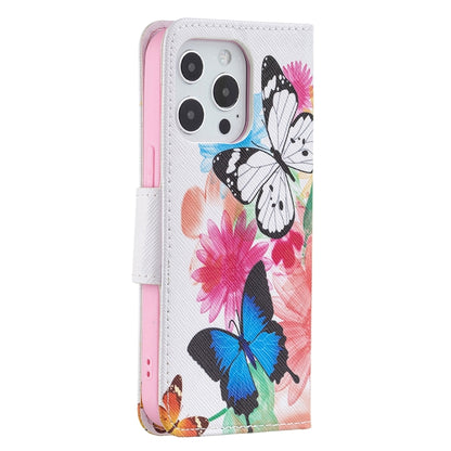 For iPhone 13 Colored Drawing Pattern Horizontal Flip Leather Case with Holder & Card Slots & Wallet(Two Butterflies) - iPhone 13 Cases by buy2fix | Online Shopping UK | buy2fix