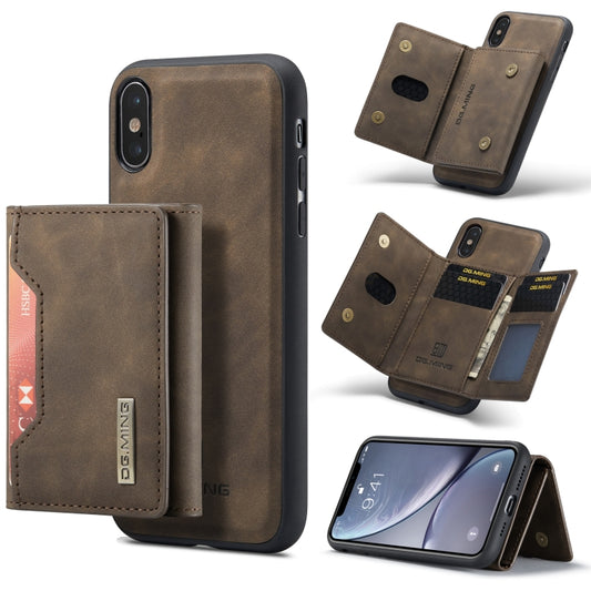 DG.MING M2 Series 3-Fold Multi Card Bag Back Cover Shockproof Case with Wallet & Holder Function For iPhone X(Coffee) -  by DG.MING | Online Shopping UK | buy2fix