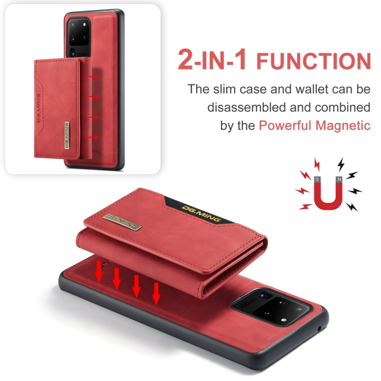 For Samsung Galaxy S20 Ultra DG.MING M2 Series 3-Fold Multi Card Bag Back Cover Shockproof Case with Wallet & Holder Function(Red) - Galaxy Phone Cases by DG.MING | Online Shopping UK | buy2fix