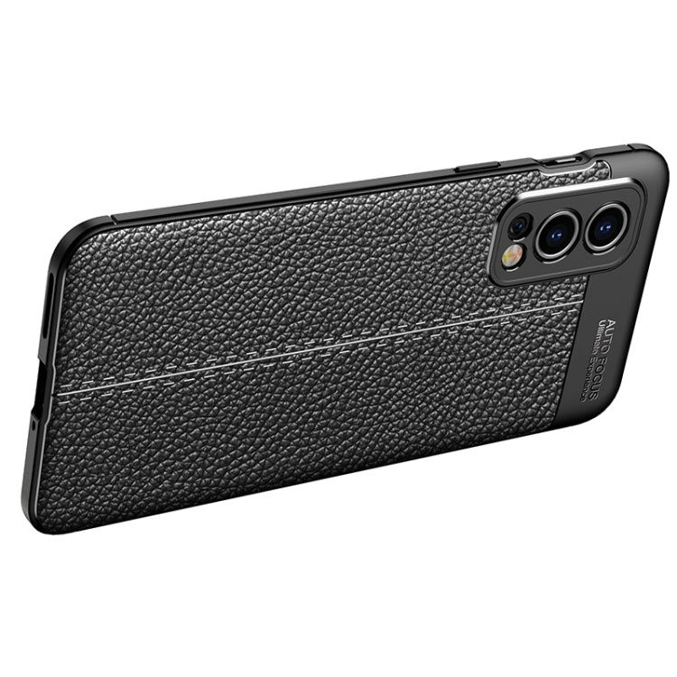 For OnePlus Nord 2 5G Litchi Texture TPU Shockproof Case(Black) - OnePlus Cases by buy2fix | Online Shopping UK | buy2fix