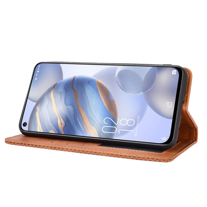 For Oukitel C21 Magnetic Buckle Retro Crazy Horse Texture Horizontal Flip Leather Case with Holder & Card Slots & Photo Frame(Brown) - More Brand by buy2fix | Online Shopping UK | buy2fix