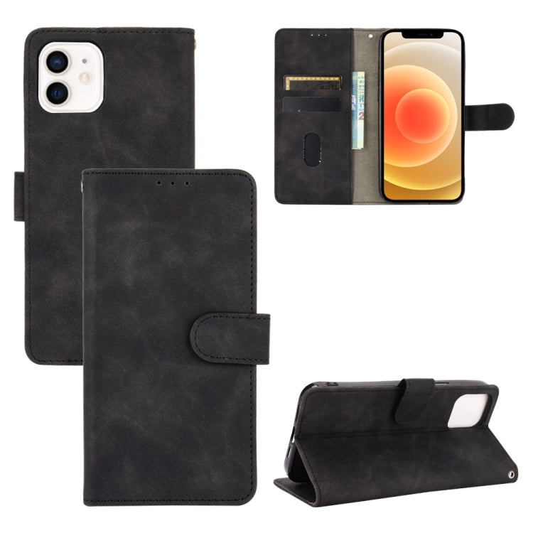 For iPhone 13 Solid Color Skin Feel Magnetic Buckle Horizontal Flip Calf Texture PU Leather Case with Holder & Card Slots & Wallet(Black) - iPhone 13 Cases by buy2fix | Online Shopping UK | buy2fix