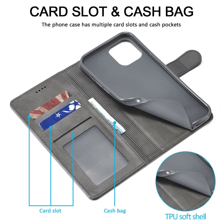 For iPhone 13 Pro Max LC.IMEEKE Calf Texture Horizontal Flip Leather Case with Holder & Card Slots & Wallet (Grey) - iPhone 13 Pro Max Cases by LC.IMEEKE | Online Shopping UK | buy2fix