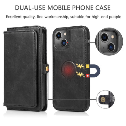 For iPhone 13 Strong Magnetic Detachable Horizontal Flip Leather Case with Card Slots & Wallet(Black) - iPhone 13 Cases by buy2fix | Online Shopping UK | buy2fix