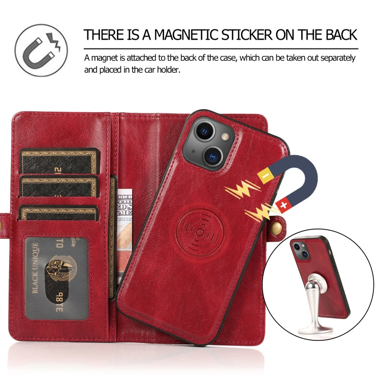 For iPhone 13 Pro Strong Magnetic Detachable Horizontal Flip Leather Case with Card Slots & Wallet (Red) - iPhone 13 Pro Cases by buy2fix | Online Shopping UK | buy2fix