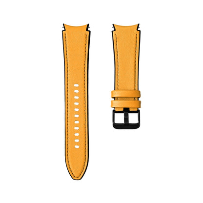 For Samsung Galaxy Watch4 Silicone + Leather Black Buckle Watch Band(Yellow) - Watch Bands by buy2fix | Online Shopping UK | buy2fix