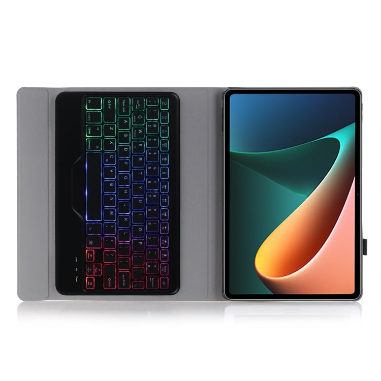 A0N5BS Ultra-thin Tri-color Backlight Detachable Lambskin Texture TPU Bluetooth Keyboard Leather Tablet Case with Holder For Xiaomi Pad 5 / 5 Pro(Black) - Others Keyboard by buy2fix | Online Shopping UK | buy2fix