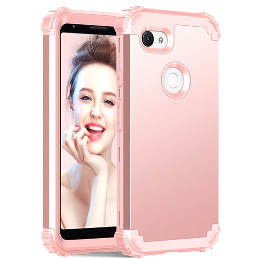 For Google Pixel 3a XL 3 in 1 Shockproof PC + Silicone Protective Case(Rose Gold) - Google Cases by buy2fix | Online Shopping UK | buy2fix