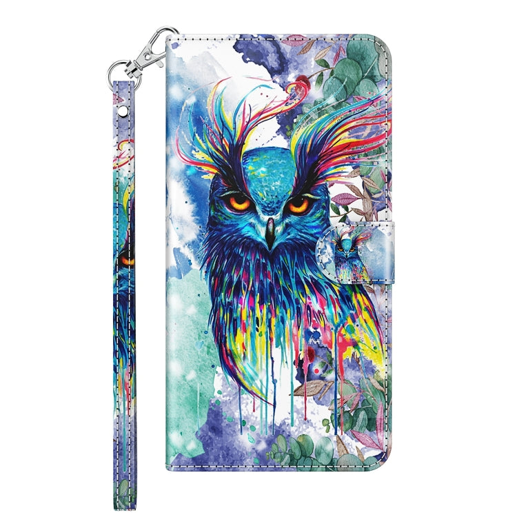 For iPhone 13 3D Painting Pattern Horizontal Flip TPU + PU Leather Case with Holder & Card Slots & Wallet(Watercolor Owl) - iPhone 13 Cases by buy2fix | Online Shopping UK | buy2fix