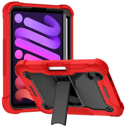 For iPad mini 6 Silicone + PC Shockproof Protective Tablet Case with Holder(Red + Black) - iPad mini 6 Cases by buy2fix | Online Shopping UK | buy2fix