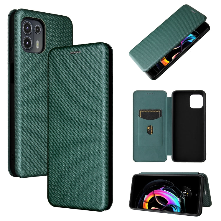 Carbon Fiber Texture Horizontal Flip TPU + PC + PU Leather Case with Card Slot For Motorola Edge 20 Lite(Green) - Motorola Cases by buy2fix | Online Shopping UK | buy2fix