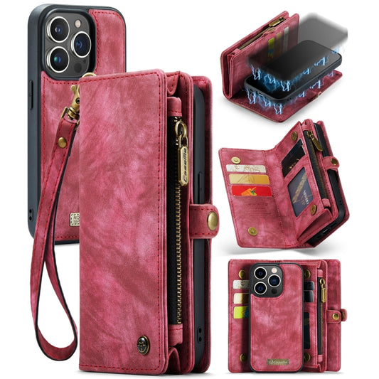 For iPhone 13 Pro Max CaseMe-008 Detachable Multifunctional Horizontal Flip Leather Case with Card Slot & Holder & Zipper Wallet & Photo Frame (Red) - iPhone 13 Pro Max Cases by CaseMe | Online Shopping UK | buy2fix