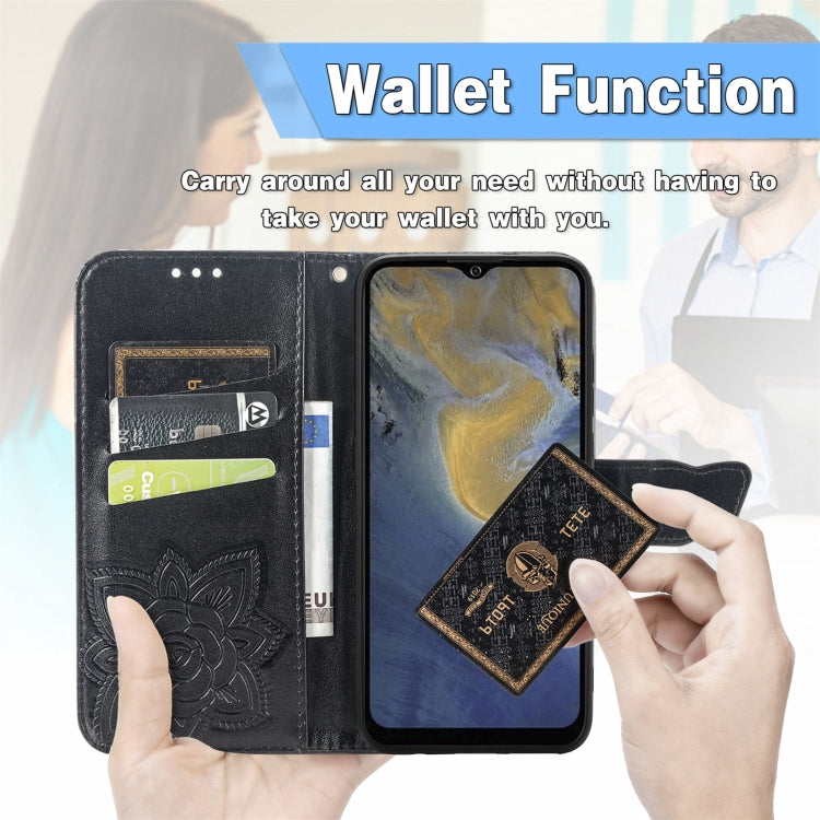 Butterfly Love Flowers Embossed Horizontal Flip Leather Case with Holder & Card Slots & Wallet & Lanyard For ZTE Blade A71(Black) - ZTE Cases by buy2fix | Online Shopping UK | buy2fix
