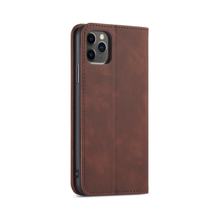 For iPhone 13 Pro Max Skin-feel Calfskin Texture Magnetic Dual-Fold Horizontal Flip Leather Case with Holder & Card Slots & Wallet (Coffee) - iPhone 13 Pro Max Cases by buy2fix | Online Shopping UK | buy2fix
