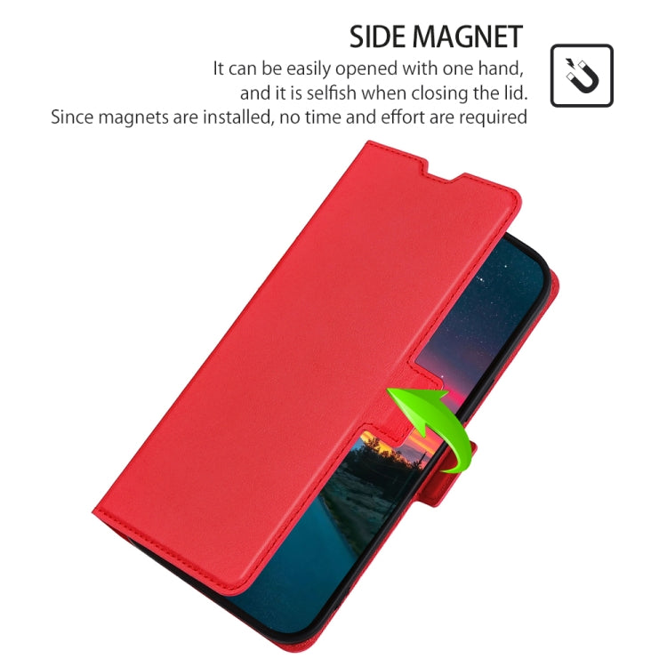 For iPhone 13 Pro Max Ultra-thin Voltage Side Buckle PU + TPU Horizontal Flip Leather Case with Holder & Card Slot (Red) - iPhone 13 Pro Max Cases by buy2fix | Online Shopping UK | buy2fix