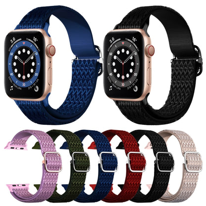 Adjustable Rhombic Texture Elastic Watch Band For Apple Watch Ultra 49mm&Watch Ultra 2 49mm / Series 9&8&7 45mm / SE 3&SE 2&6&SE&5&4 44mm / 3&2&1 42mm(Red) - Watch Bands by buy2fix | Online Shopping UK | buy2fix