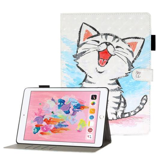 For iPad 5 / 6 / 7 / 8 3D Embossing Pattern Horizontal Flip Leather Case with Holder & Card Slots & Wallet(Cat) - iPad 9.7 (2018) & (2017) Cases by buy2fix | Online Shopping UK | buy2fix