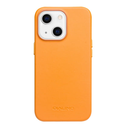 For iPhone 13 QIALINO Nappa Cowhide MagSafe Magnetic Protective Case(Orange) - iPhone 13 Cases by QIALINO | Online Shopping UK | buy2fix