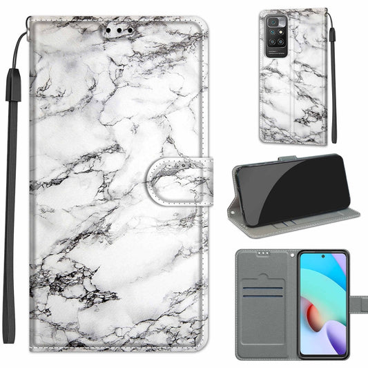 Voltage Coloured Drawing Magnetic Clasp Horizontal Flip PU Leather Case with Holder & Card Slots For Xiaomi Redmi 10(C01 White Marble) - Xiaomi Cases by buy2fix | Online Shopping UK | buy2fix