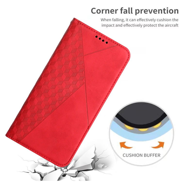 For Samsung Galaxy S21 Ultra 5G Diamond Pattern Splicing Skin Feel Magnetic Horizontal Flip Leather Case with Card Slots & Holder & Wallet(Red) - Galaxy S21 Ultra 5G Cases by buy2fix | Online Shopping UK | buy2fix
