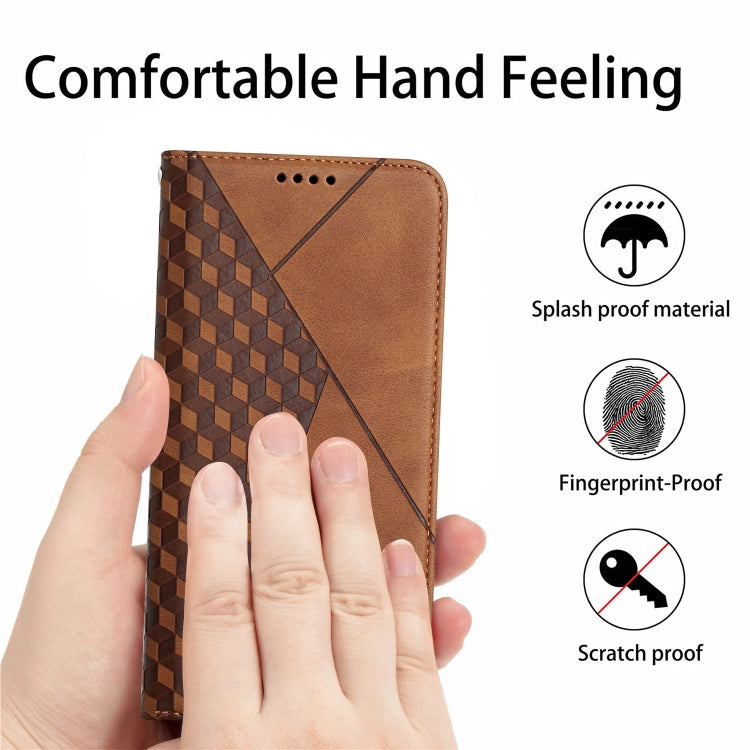 For Xiaomi Redmi Note 9 Diamond Pattern Splicing Skin Feel Magnetic Horizontal Flip Leather Case with Card Slots & Holder & Wallet(Brown) - Xiaomi Cases by buy2fix | Online Shopping UK | buy2fix