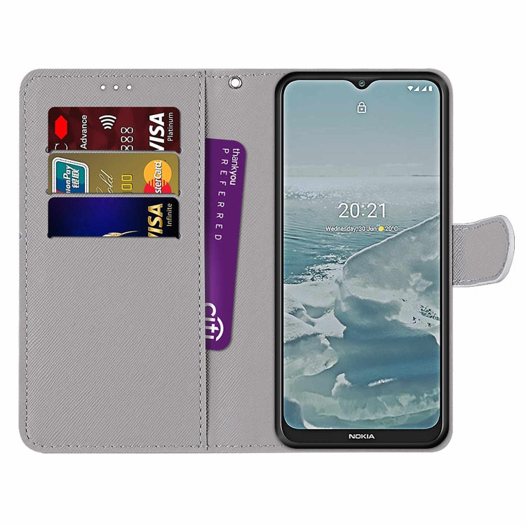 For Nokia G20 / G10 / 6.3 Coloured Drawing Cross Texture Horizontal Flip PU Leather Case with Holder & Card Slots & Wallet & Lanyard(Pink Green Leaf) - Nokia Cases by buy2fix | Online Shopping UK | buy2fix