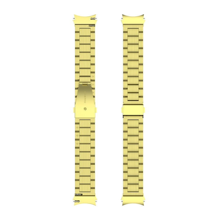 For Samsung Galaxy Watch4 / Watch4 Classic Three Strains Steel Watch Band(Gold) - Watch Bands by buy2fix | Online Shopping UK | buy2fix