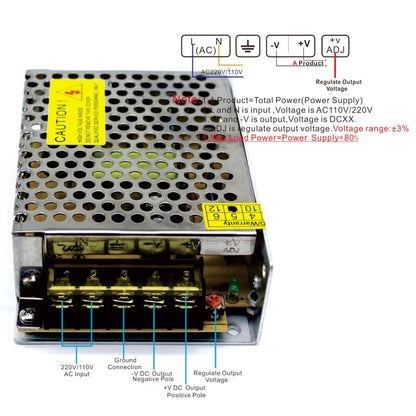 S-48-12 DC12V 4A 48W LED Regulated Switching Power Supply, Size: 110 x 79 x 36mm - Power Supplies by buy2fix | Online Shopping UK | buy2fix