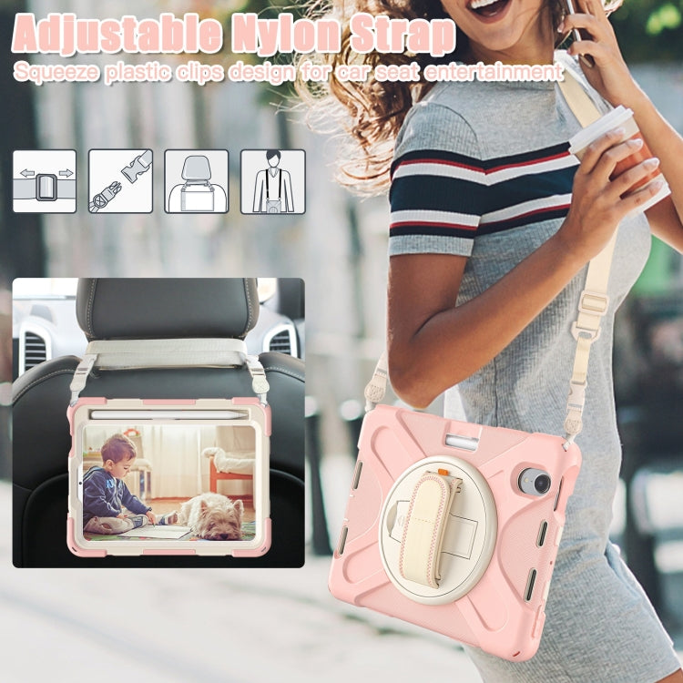 For iPad mini 6 Silicone + PC Protective Tablet Case with Holder & Shoulder Strap (Rose Gold) - iPad mini 6 Cases by buy2fix | Online Shopping UK | buy2fix