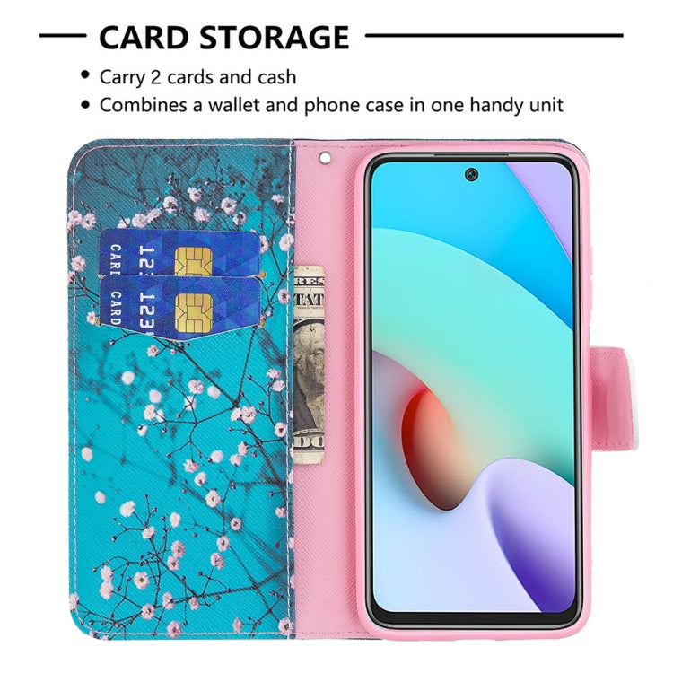 For Xiaomi Redmi 10 Colored Drawing Pattern Horizontal Flip Leather Case with Holder & Card Slots & Wallet(Plum Blossom) - Xiaomi Cases by buy2fix | Online Shopping UK | buy2fix